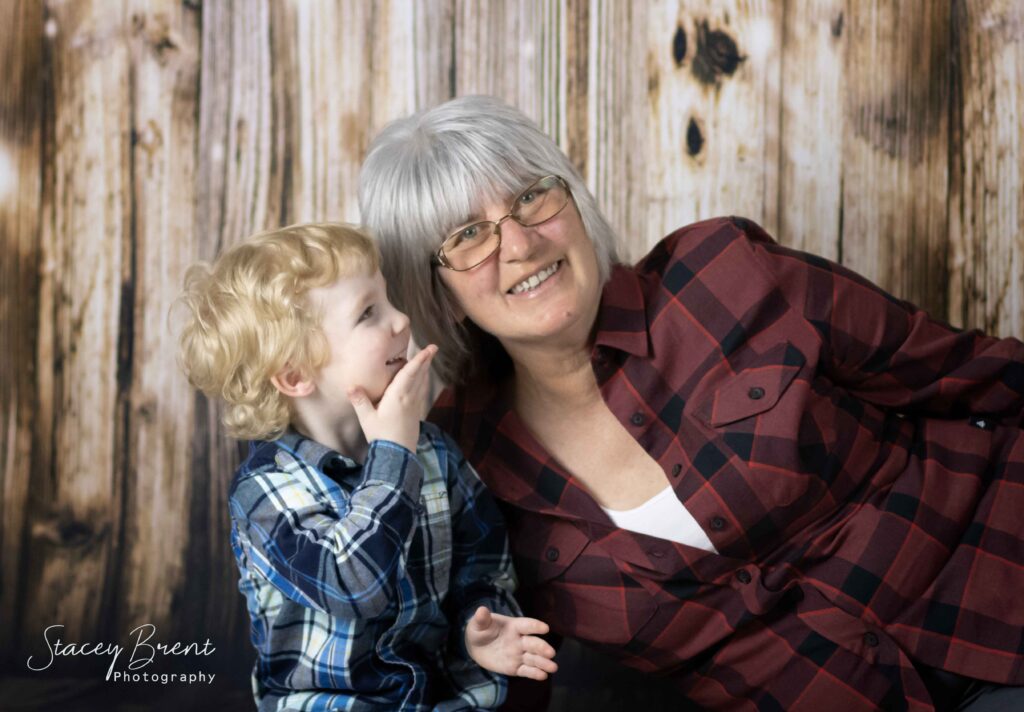 Toddler-Kid and Grandmother in Studio. Stacey Brent Photography, Central Newfoundland.