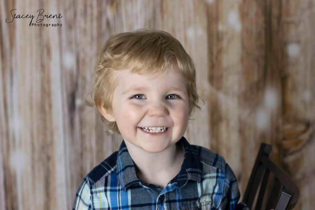 Smiling Toddler-Kid in Studio. Stacey Brent Photography, Central Newfoundland.