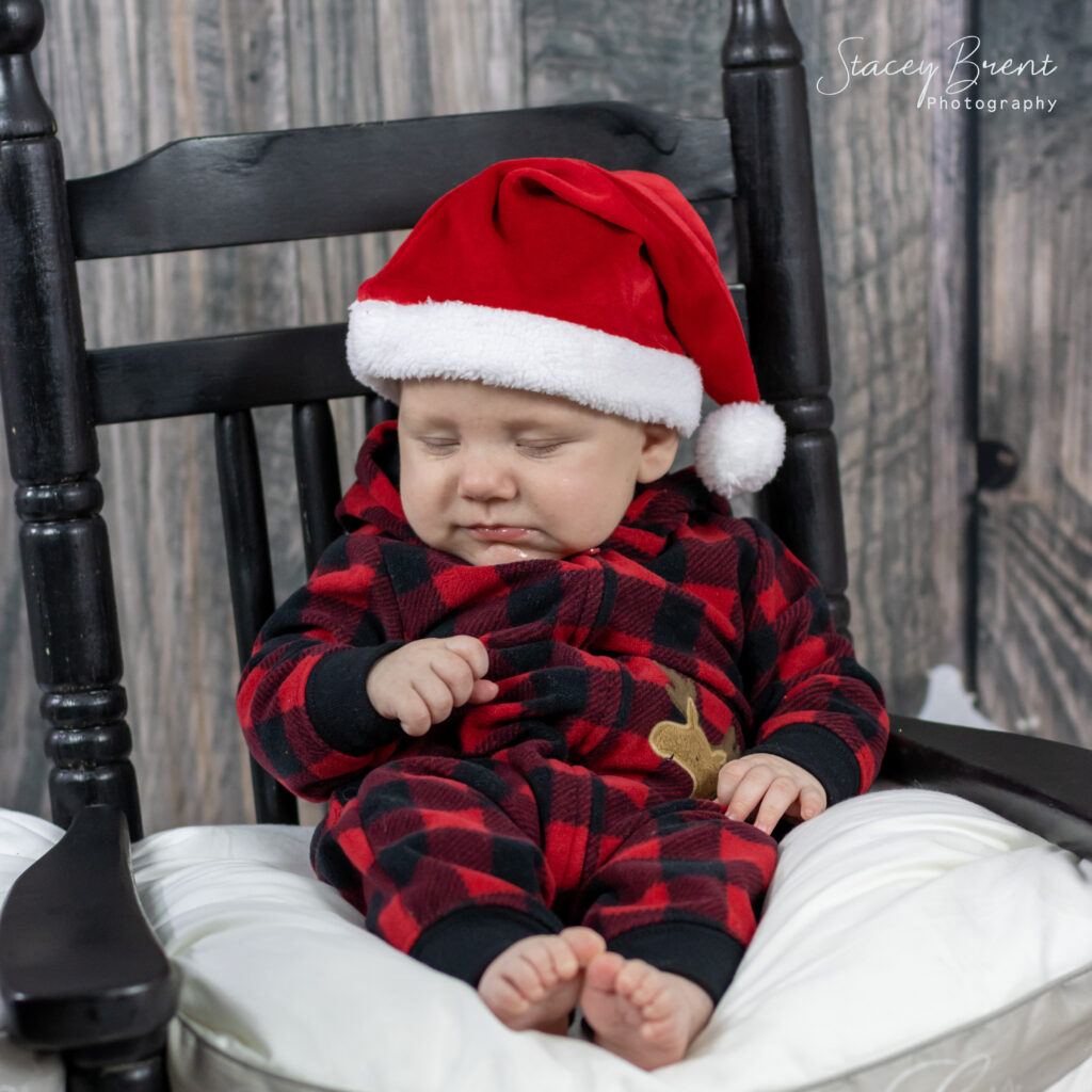 Baby Santa in Studio. Stacey Brent Photography, Central Newfoundland.