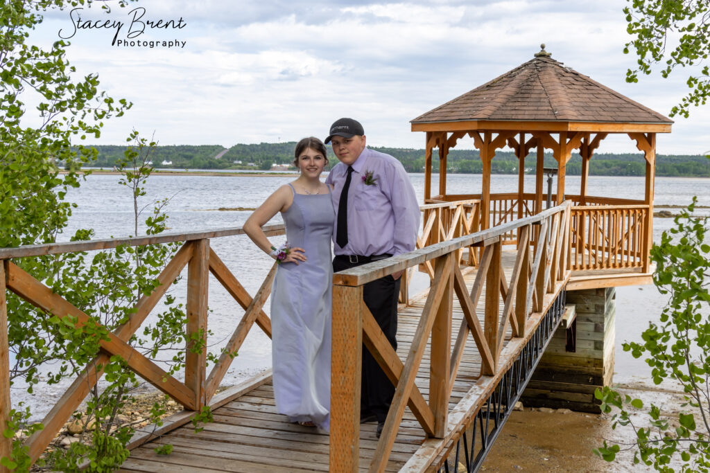 Senior Graduate with date at Gazebo. Stacey Brent Photography, Central Newfoundland.